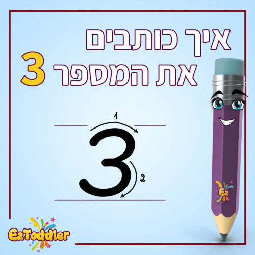 03 המספר 3 בצורות כתיבה שונות